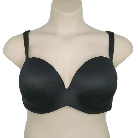 Lane Bryant Cacique Bra Multi Way Strapless Bare Solution 46DDD Black w/ Straps - Picture 1 of 8